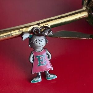 Necklace Charm,Adorable Silver and Pink Girl Charm Necklace